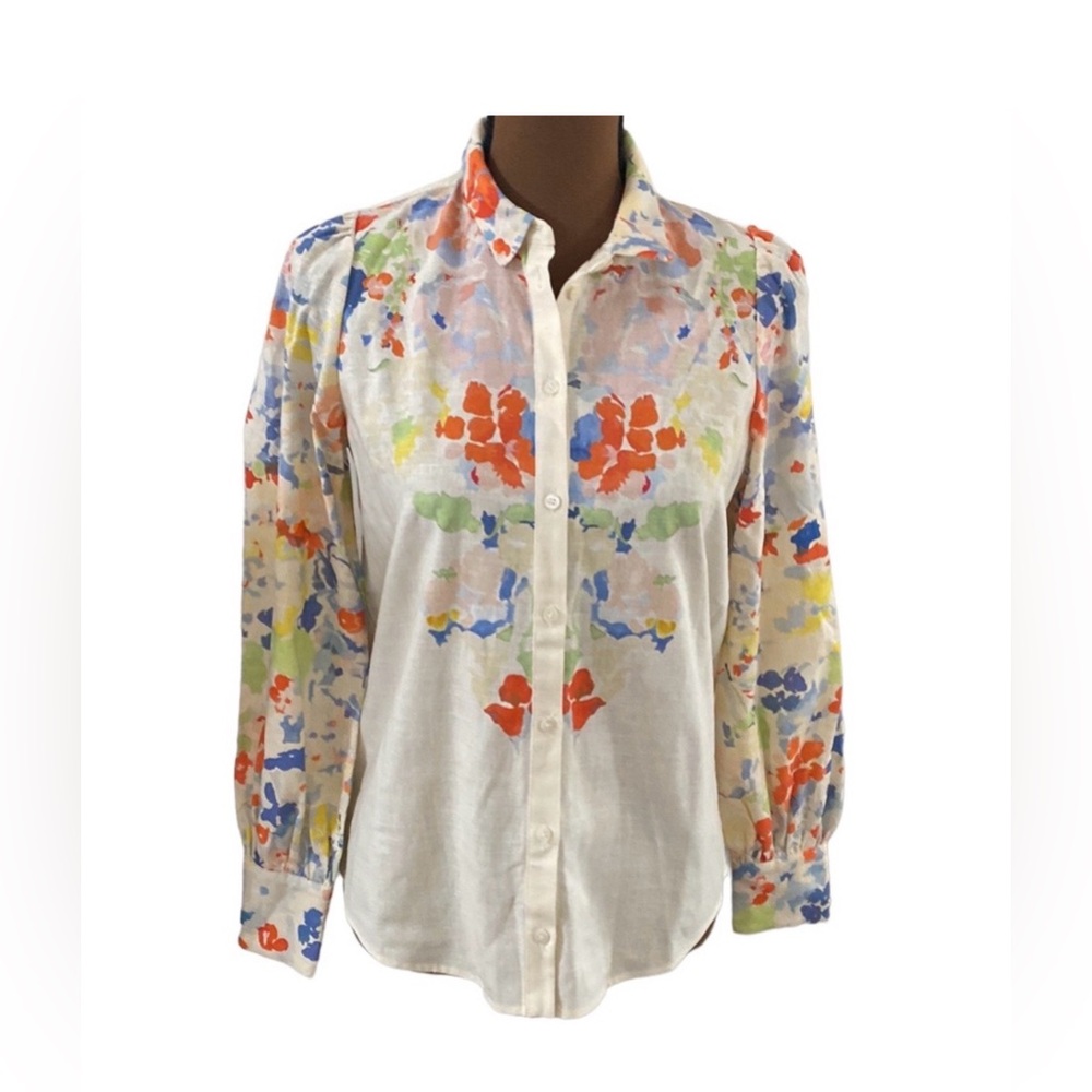Sezane | Claudio flower linen blend shirt